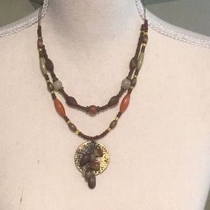 Necklace with wooden beads